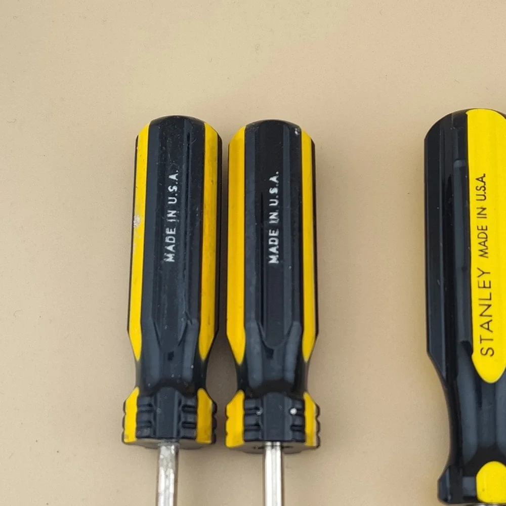Stanley no brand Made in USA screwdriver lot of 6 flathead phillips yellow black